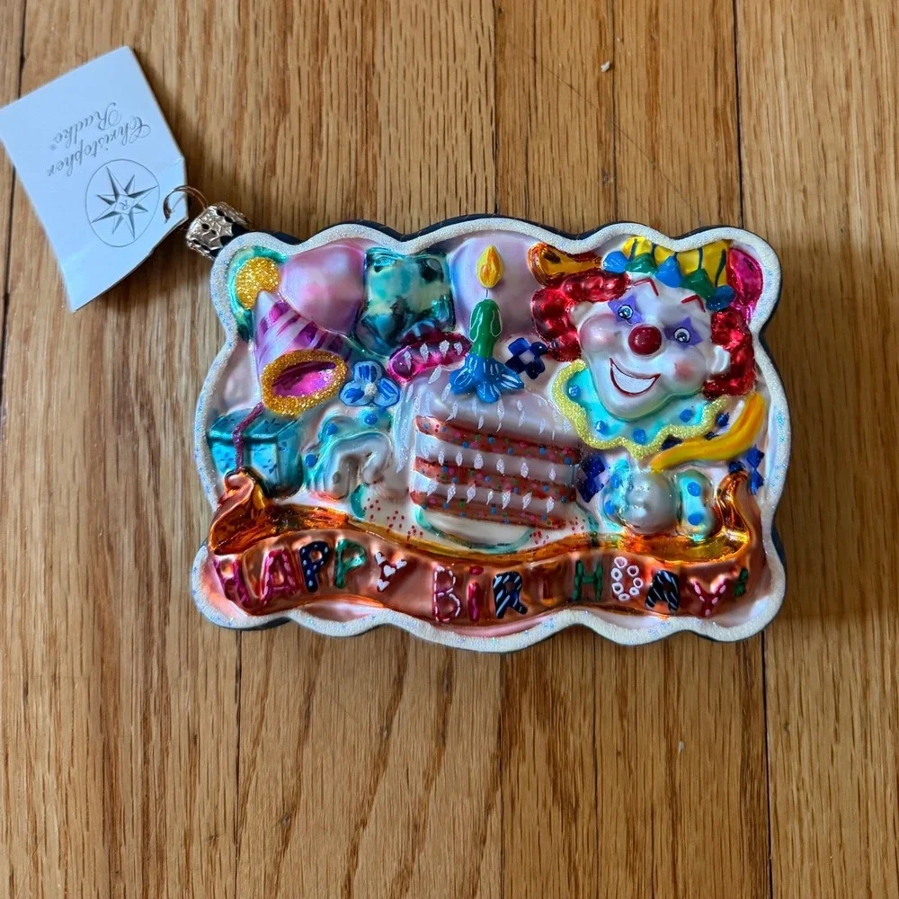 NWT Christopher Radko Birthday Bash Postcard Clown Ornament TAG 2001‎ Retired